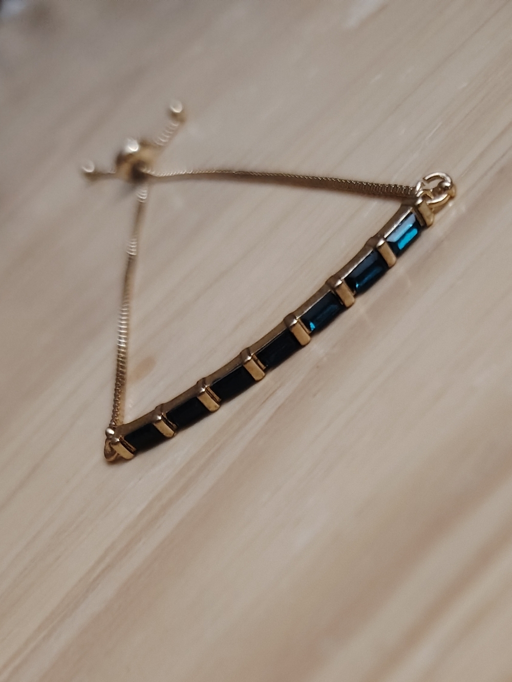 Ralph Lauren Emerald Green Crystal Dainty Gold Bracelet